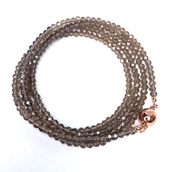 SET 5- 25% OFF!! ALMOND BAMBOO SCARF+ SMOKEY QUARTZ LONG STRAND + CHAMPAGNE LUXE FILIGREE PENDANT