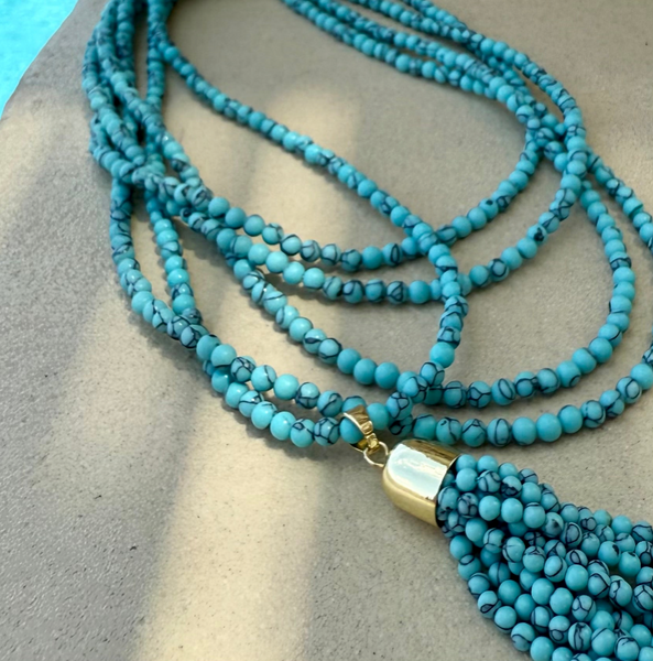 10 Way BUNDLE  - TURQUOISE HOWLITE (Includes 10 Way Necklace, Tassel & Mini Connectors)
