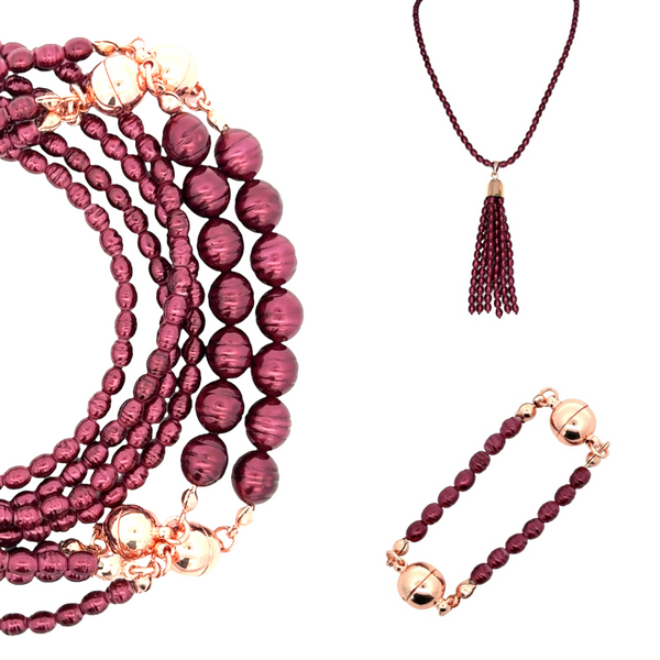 10 Way BUNDLE  - Shell Pearl - BURGUNDY (Includes 10 Way Necklace, Tassel & Mini Connectors)