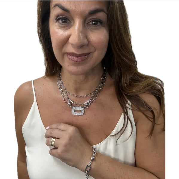 10 Way BUNDLE  - Paperclip - Silver (Includes 10 Way Necklace, Mini Connectors & Shimmer Paperclip Pendant) Seriously Romantic