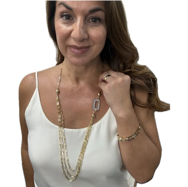 10 Way BUNDLE  - Paperclip - Yellow Gold (Includes 10 Way Necklace, Mini Connectors & Shimmer Paperclip Pendant) Seriously Romantic