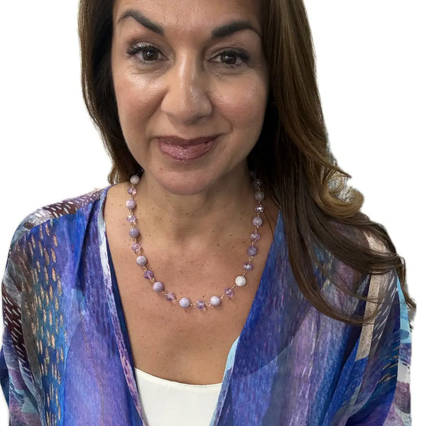 LONGER Link Necklace - LEPIDOLITE and LILAC Seriously Romantic