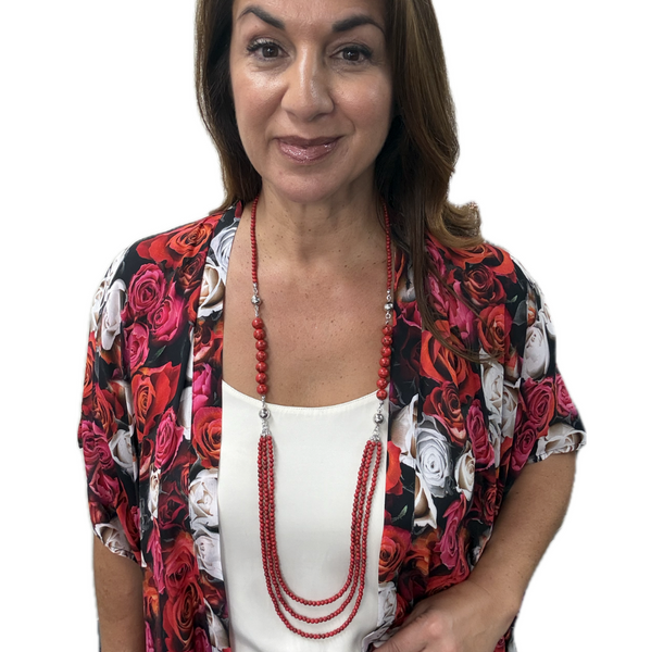 10 Way Necklace - RED Howlite