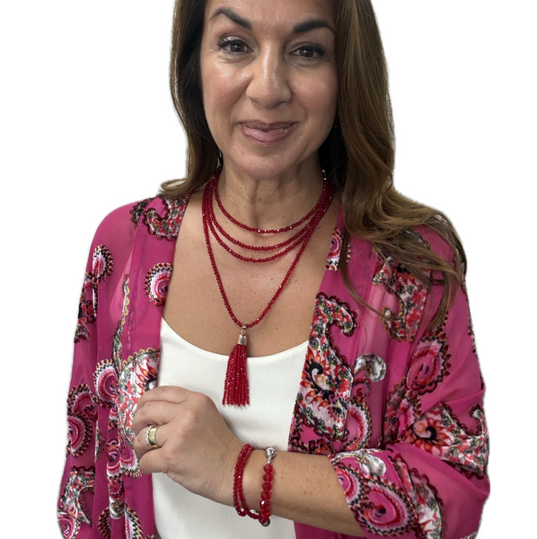 10 Way BUNDLE  - Red Translucent Crystal (Includes 10 WAY NECKLACE™, Tassel & Mini Connectors)