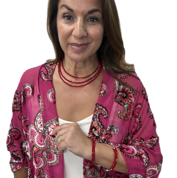 10 WAY NECKLACE™ - Translucent Red Crystal