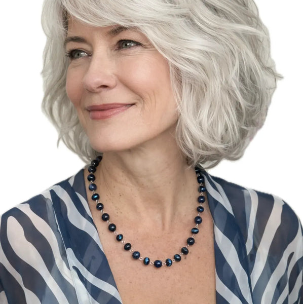 LONGER Link Necklace - NEW Sapphire (with blue goldstone and Sodalite) Seriously Romantic