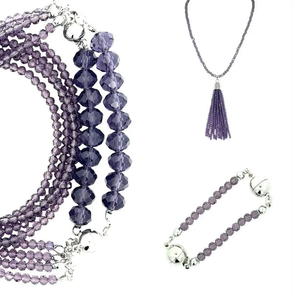 10 Way BUNDLE  - GRAPE Crystal (Includes 10 Way Necklace, Tassel & Mini Connectors) Maria Nicola