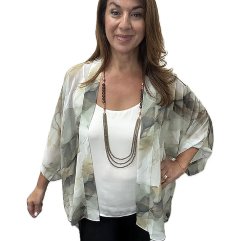 Square Kimono - MARBLE - Sheer Sage