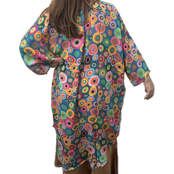 Kimono - Colourful Circles on Grey - MODAL - 10% OFF! Namaskar