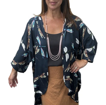 Kimono - Long - Midnight Dragonfly - MODAL - 10% OFF! Namaskar