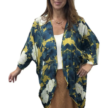 Kimono - Long - Mustard Floral Namaskar