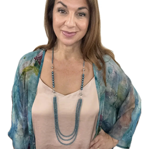 10 Way Necklace - Shell Pearl - STEEL BLUE Seriously Romantic