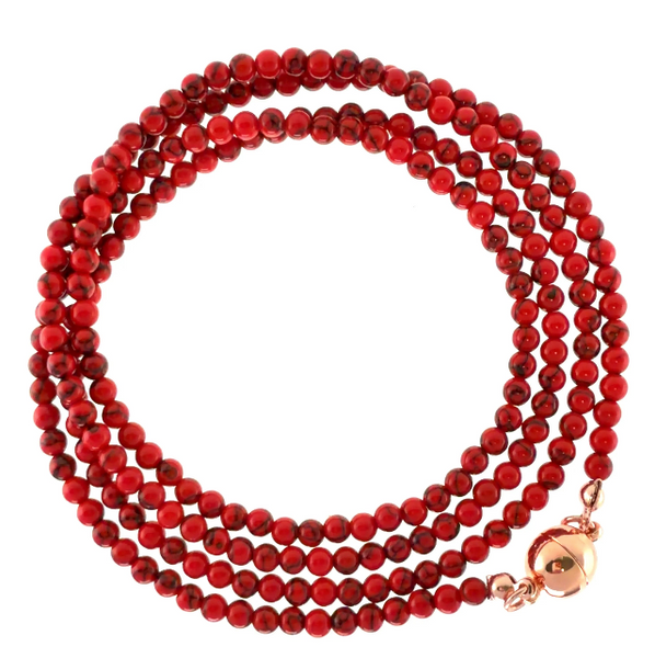 SET 3- 35% OFF! SUNSET HAZE SQUARE KIMONO + RED HOWLITE LONG STRAND + TRANSLUCENT RED LINK LONGER BRACELET