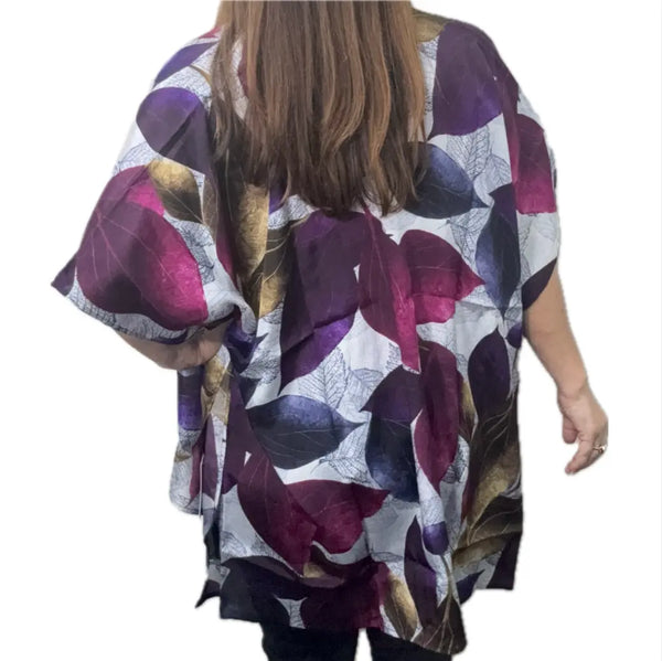Kimono - Short - Purple Autumn Leaves Namaskar