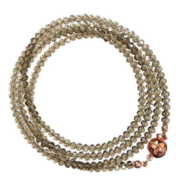 SET 1- 25% OFF! SHORELINE SWIRL SHEER SQUARE KIMONO + SMOKEY QUARTZ LONG STRAND + BESPOKE SMOKEY QUARTZ/TEAL/AB CRYSTAL LINK CONNECTOR + MATCHING LONG CRYSTAL EARRINGS FLASH SALE