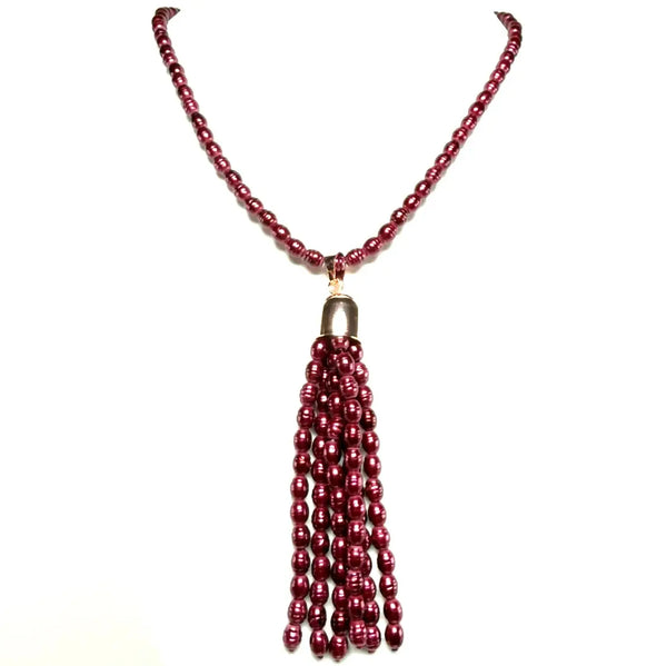 SET 3- 25% OFF! ORANGE GEOMETRIC PALM BUTTONED TOP + BURGUNDY SHELL PEARL TASSEL + BESPOKE BURGUNDY/OLIVE SHELL PEARL CONNECTOR FLASH SALE