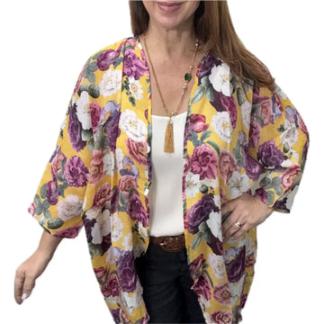 SET 8-50% OFF! CHOICE OF LONG MODAL KIMONO WITH GOLDEN CRYSTAL TASSEL +SHINY YELLOW GOLD MINI CONNECTORS + MOSS GREEN LEAF PENDANT FLASH SALE