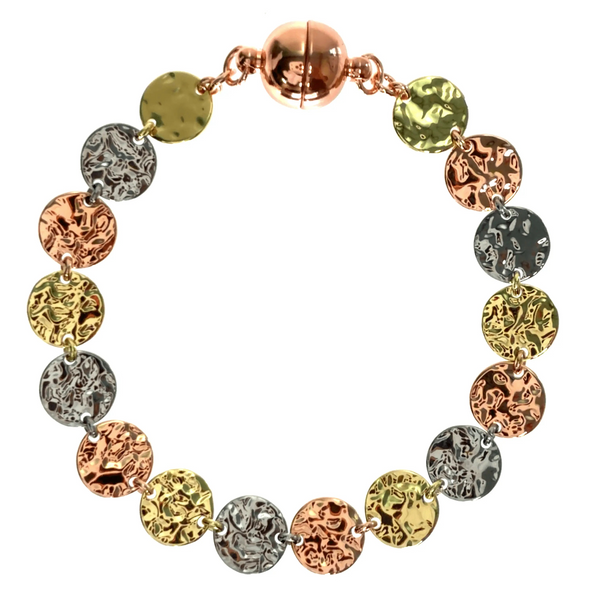 LONGER Link Bracelet - 21.5cm - BEATEN DISC - TRI-COLOURED RYAN