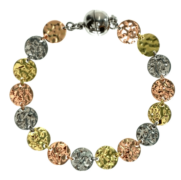 LONGER Link Bracelet - 21.5cm - BEATEN DISC - TRI-COLOURED RYAN