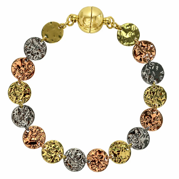 LONGER Link Bracelet - 21.5cm - BEATEN DISC - TRI-COLOURED RYAN