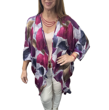 Kimono - Long - Purple Autumn Leaves Namaskar