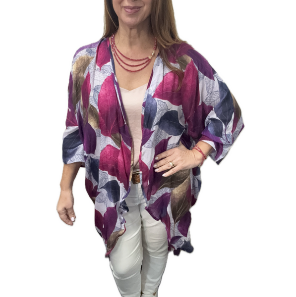 Kimono - Long - Purple Autumn Leaves Namaskar