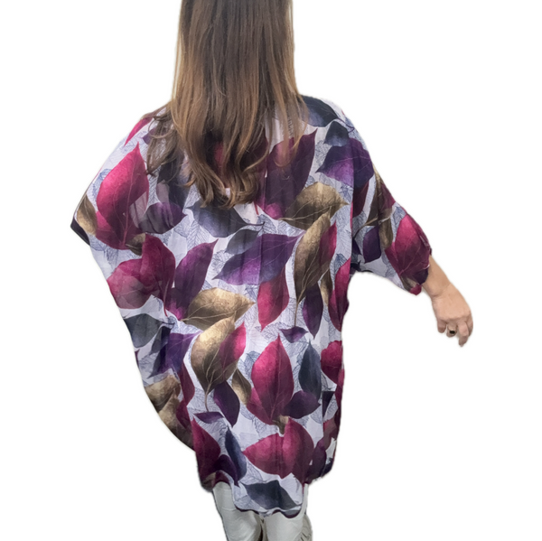 Kimono - Long - Purple Autumn Leaves Namaskar