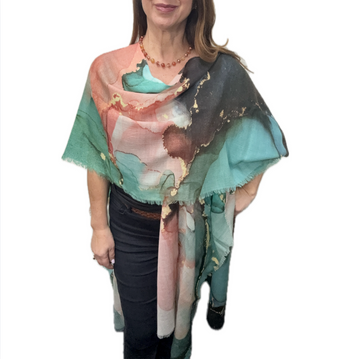 Cape - Emerald / Apricot Marbling Namaskar