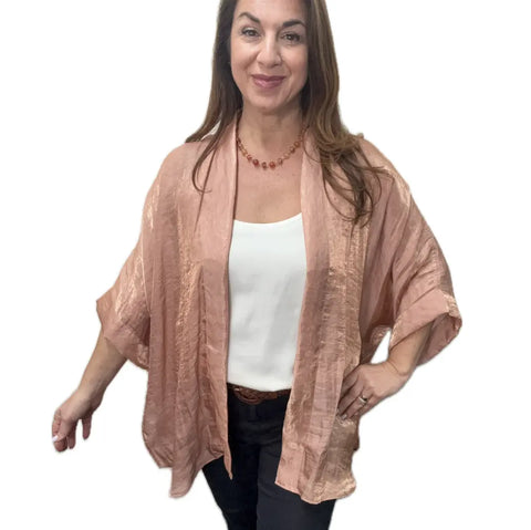 Square Kimono - Reversible - Metallic PEACH