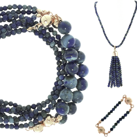 10 Way BUNDLE  - AZURITE - ( 10 Way Necklace + Tassel + Mini Connectors)