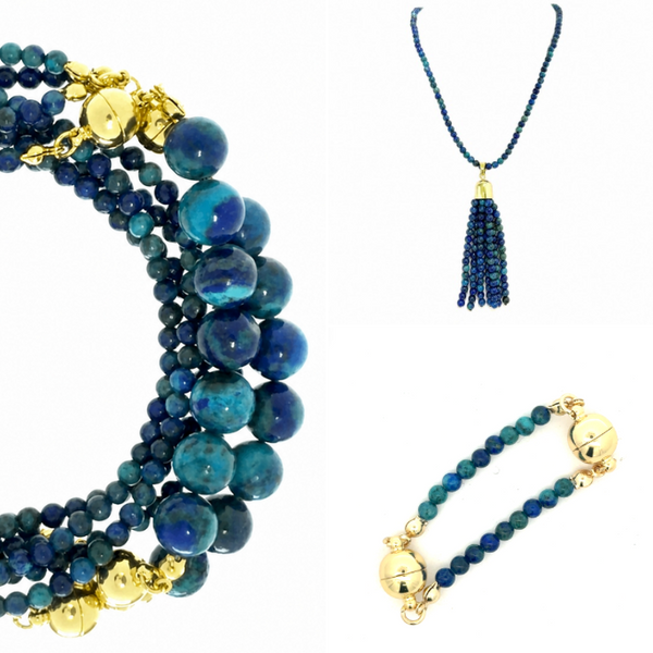 10 Way BUNDLE  - AZURITE - ( 10 Way Necklace + Tassel + Mini Connectors)