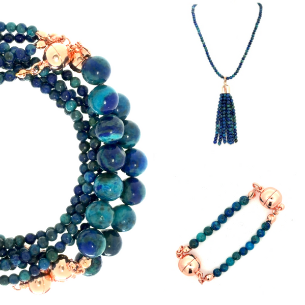 10 Way BUNDLE  - AZURITE - ( 10 Way Necklace + Tassel + Mini Connectors)
