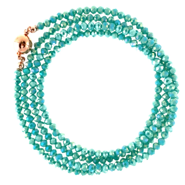 SET 9- 25% OFF EMERALD/ APRICOT MARBLING SHORT KIMONO + TURQUOISE CRYSTAL LONG STRAND + GREEN AB MEDIUM STRAND + GRADUATING PINK SHELL PEARL MINI CONNECTORS
