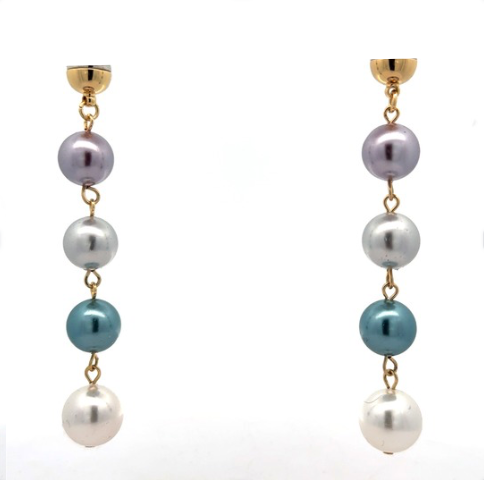 Lariat Ends - Multi-coloured shell pearl - LAST CHANCE