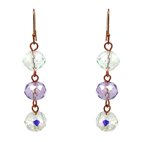 Long Earrings - AB + Lilac - ON SALE - 20% OFF!