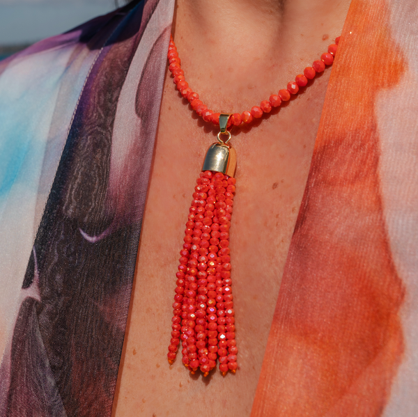 10 Way BUNDLE  - TANGERINE Crystal (10 Way Necklace + Tassel + Mini Connectors)