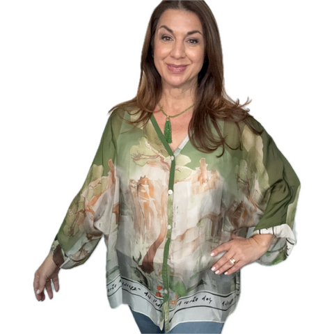 Silk Blend Top - Verde Vista