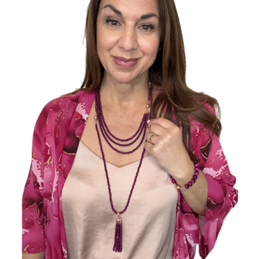 10 Way Necklace BUNDLE  -  MAGENTA Tiger Eye  (Includes 10 Way Necklace, Tassel & Mini Connectors) RYAN