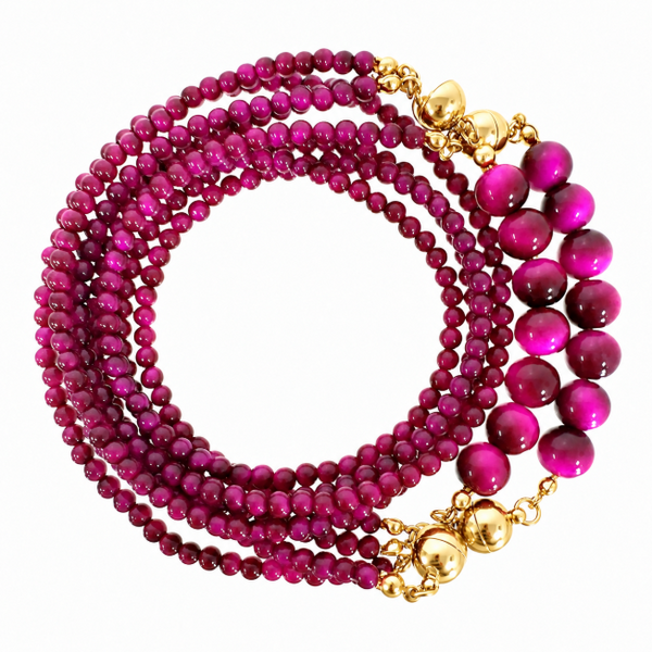 10 Way Necklace - MAGENTA Tiger Eye RYAN