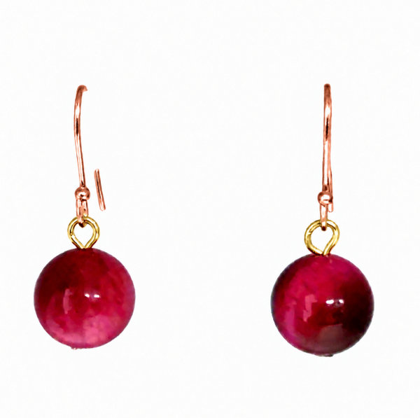 Short Earrings - MAGENTA Tiger Eye Maria Nicola