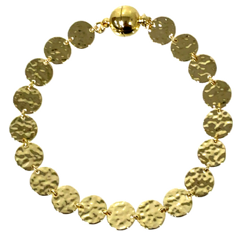 Longer Link Bracelet - 21cm - Beaten Disc Seriously Romantic