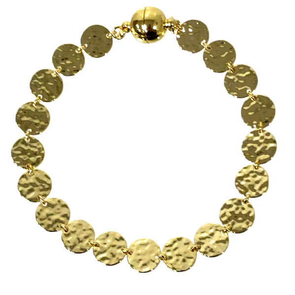 Longer Link Bracelet - 21cm - Beaten Disc Seriously Romantic
