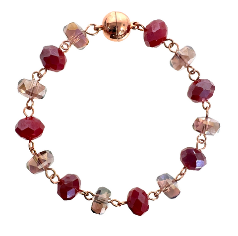 Bracelet Link - Plum and Raspberry Crystal