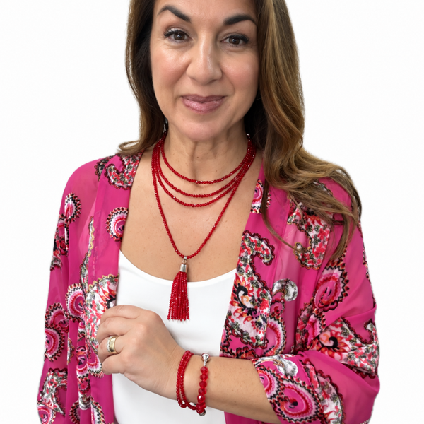 10 Way Bundle - Red Translucent Crystal (Includes 10 Way Necklace™, Tassel & Mini Connectors) Seriously Romantic