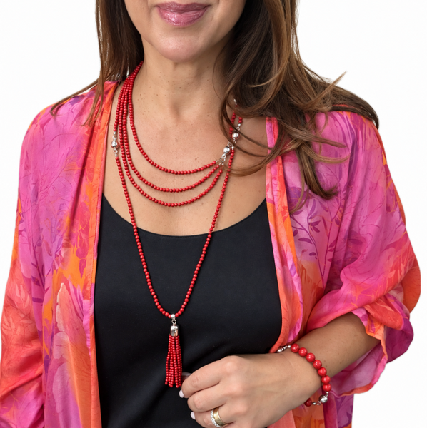 10 Way Bundle  - Red Howlite (Includes 10 Way Necklace, Tassel & Mini Connectors) Maria Nicola