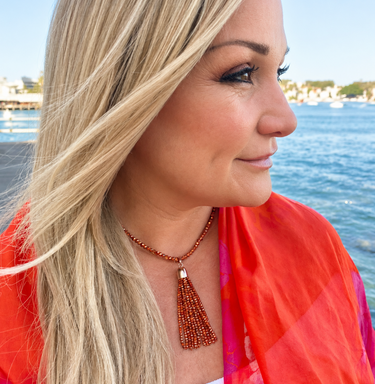 Tassel - Orange Copper Crystal - 30% Off!! Seriously Romantic