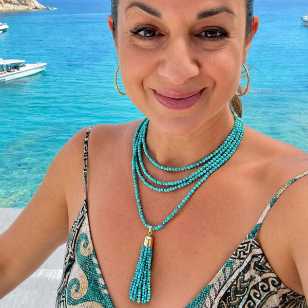 10 Way Bundle  - Turquoise Howlite (Includes 10 Way Necklace, Tassel & Mini Connectors) Maria Nicola