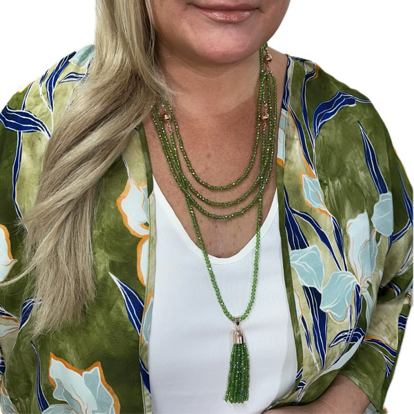 10 Way Bundle  - Green AB Crystal (Includes 10 Way Necklace, Tassel & Mini Connectors) Seriously Romantic