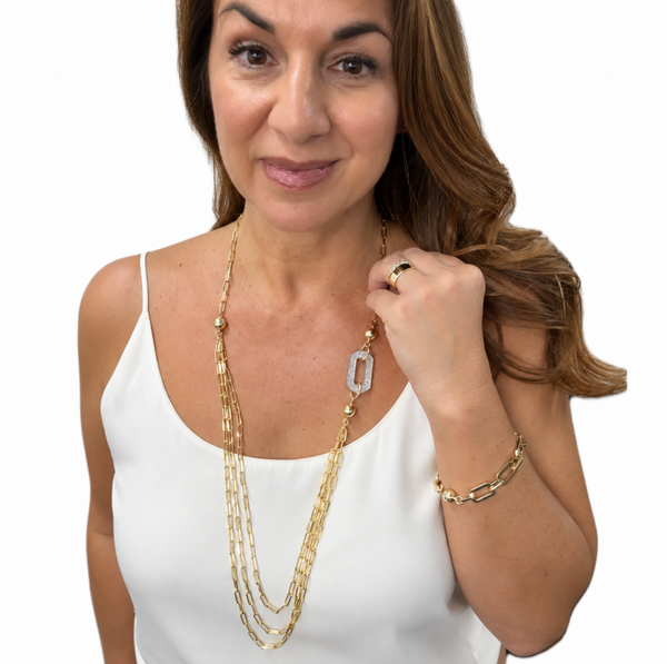 10 Way Bundle  - Paperclip - Yellow Gold (Includes 10 Way Necklace, Mini Connectors & Shimmer Paperclip Pendant) Seriously Romantic