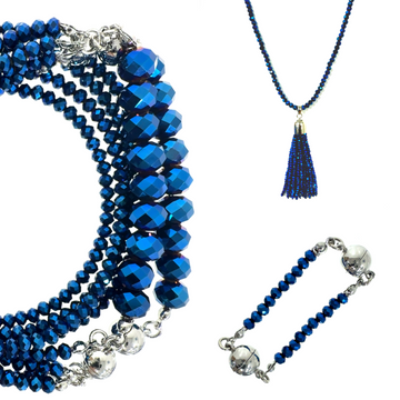 10 Way Bundle - Sapphire Crystal (Includes 10 Way Necklace, Tassel & Mini Connectors) Seriously Romantic